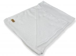 kocyk minky silverdots z białymi pomponami biały 100x75cm