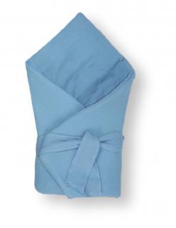 rożek muślinowy bawełniany blue jean becik wiązany