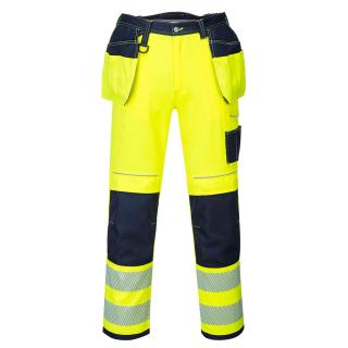 Portwest T501 - Spodnie ostrzegawcze PW3 z kaburami Żółty/Granatowy
