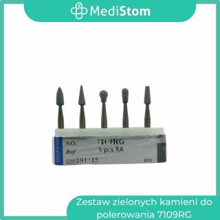 Zestaw zielonych kamieni polerujących Arkansas na kątnicę 7109RG od MediStom