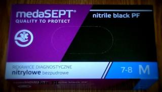 Rękawice nitrylowe M black a'200. BEZPUDROWE ! Czarne rękawice nitrylowe M a'200