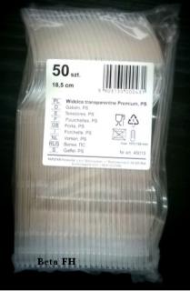 Widelec plastikowy transparentny a'50 Widelec jednorazow premium.