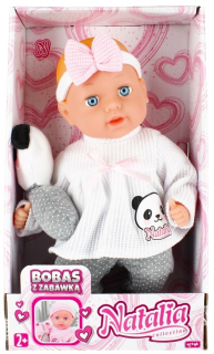 Lalka Natalia bobas z zabawką 33 cm
