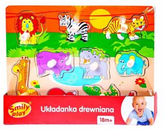 SMILY PLAY układanka drewniana zwierzęta zoo 10 el. 3 lata+