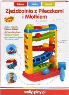 SMILY PLAY zjeżdżalnia z piłeczkami i młotkiem 12 m+