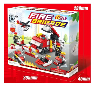 Zestaw klocków Straż Pożarna 6w1 Fire Brigade 119 el. 6+ lat klocki