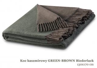 Kaszmirowy koc Green Brown kaszmir 20% + 80% wełna. Rozmiar 130x170