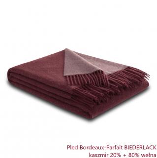 Kaszmirowy pled Bordeaux Parfait BIEDERLACK. Kaszmir 20% / 80% wełna owcza