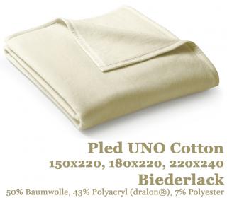 Pled biały 100x150, 150x200, 180x220, 220x240 UNO Cotton Biederlack