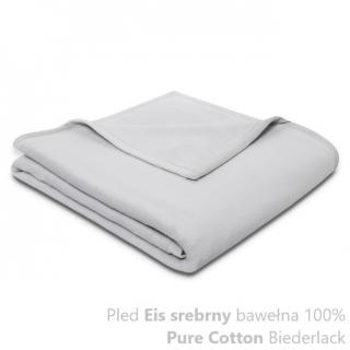 Pled Eis srebrny bawełna 100% Pure Cotton Biederlack