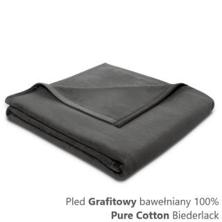 Pled Grafitowy ciemny bawełniany 100% Pure Cotton Biederlack