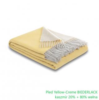 Pled kaszmirowo wełniany Yellow-Creme BIEDERLACK. Kaszmir 20% + 80% wełna