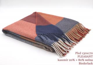 Pled Pleasant wełniany z kaszmirem Biederlack. Kaszmir 20% + 80% wełna owcza
