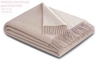 Wełniano-kaszmirowy pled Rose-Ecru Biederlack (kaszmir 20% + 80% wełna)