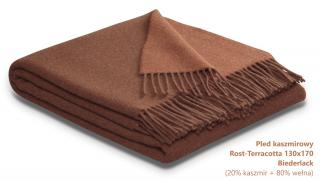 Wełniano kaszmirowy pled Rost-Terracotta Biederlack 130x170 (20% kaszmir + 80% wełna)