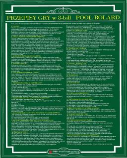 Plakat bilardowy - Przepisy gry w 8 bil Pool