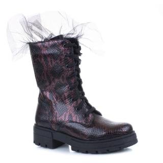 Aspena 1B-78114 botki damskie czarne-bordo  Aspena 1B-78114 botki damskie czarne-bordo
