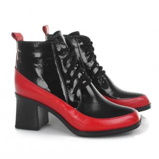 Botki damskie Aspena 1T-090 4404-SA CLR 50-03 Aspena 1T-090 4404-SA CLR 50-03 botki damskie czarno-czerwone