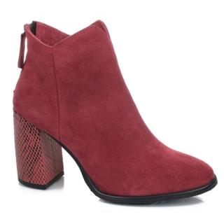 Botki damskie Nessi 19618 welur Nessi 19618 welur  botki damskie czerwone