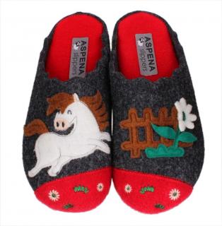 Pantofle damskie Aspena Slippers 18-65065 Aspena Slippers 65065 pantofle damskie grafitowe 119zl 018259