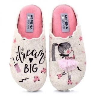 Pantofle damskie Aspena Slippers 18H-65474 CRUDO Aspena Slippers 18H-65474 CRUDO pantofle damskie beżowo-różowe