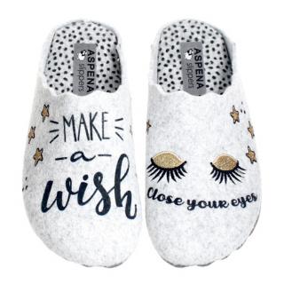 Pantofle damskie Aspena Slippers 18H-7004 FELT DALMATA Aspena Slippers 18H-7004 FELT DALMATA pantofle damskie szare