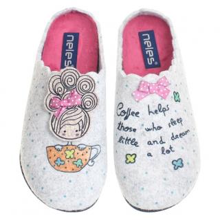 Pantofle damskie Neles 15H-P2-27333 FUXIA Neles 15H-P2-27333 FUXIA pantofle damskie szare