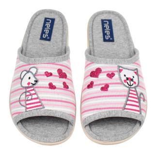 Pantofle damskie Neles P20-21142 FUXIA Neles P20-21142 FUXIA pantofle damskie szare