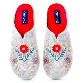 Pantofle damskie Neles P55-27319 GRIS/ROJO Neles P55-27319 GRIS/ROJO pantofle damskie szare