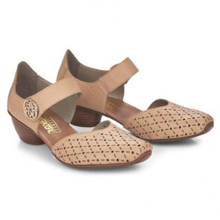 Półbuty damskie Rieker 43760-60 BEIGE Rieker 43760-60 BEIGE półbuty damskie beżowe