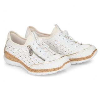 Półbuty damskie Rieker N4256-80 WHITE Rieker N4256-80 WHITE półbuty damskie białe