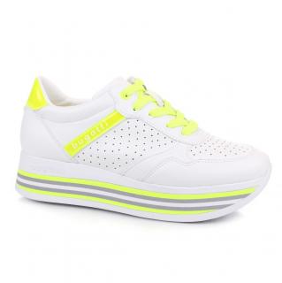Sneakersy damskie Bugatti 431-88002-5059 Bugatti 431-88002-5059 WHITE/YELLOW sneakersy półbuty damskie białe