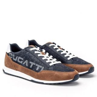 Sneakersy męskie Bugatti 321-A3A04-6950 4163 dark blue cognac Sneakersy męskie Bugatti 321-A3A04-6950 4163 dark blue cognac - granatowe brązowe