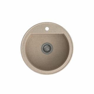 CUBA 210 Steingran zlewozmywak  fi.51x18 granitowy beżowy z odpływem zlewozmywak  fi.51x18 granitowy beżowy