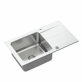 EDWARD 111 zlewozmywak granit biały z komorą stalową 78x44x19 z syfonem Zlewozmywak EDWARD 111  Hybrid Plus biały