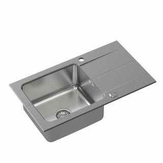 EDWARD 111 zlewozmywak granit szary z komorą stalową 78x44x19 z syfonem Zlewozmywak EDWARD 111  Hybrid Plus szary