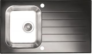 GLASSIX 10 zlewozmywak 86x50x18 szklany czarny odwracalny GLASSIX 10 zlewozmywak szklany czarny