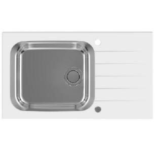 GLASSIX 40 PUSH UP ZLEWOZMYWAK 86x50x20 SZKLANY BIAŁY ALVEUS GLASSIX 40 PUSH UP ZLEWOZMYWAK SZKLANY BIAŁY ODWRACALNY