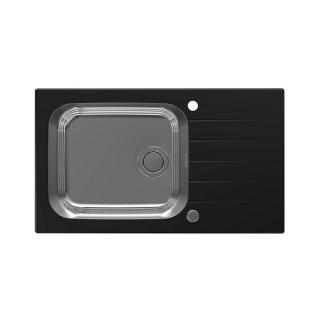 GLASSIX 40 PUSH UP ZLEWOZMYWAK  86x50x20 SZKLANY CZARNY ALVEUS ZLEWOZMYWAK SZKLANY CZARNY ODWRACALNY