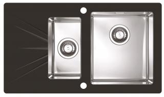 KARAT 20 zlewozmywak 86x50 szklany czarny prawy 1103659 PROMOCJA KARAT 20 zlewozmywak szklany czarny
