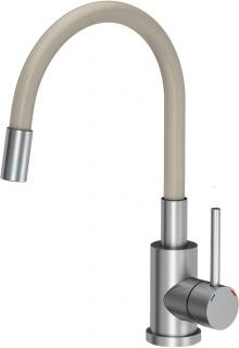MAGGIE bateria zlewozmywakowa stal inox elastyczna wylewka beżowa Bateria zlewozmywakowa Maggie beż