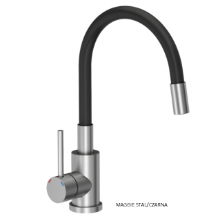 MAGGIE bateria zlewozmywakowa stal inox elastyczna wylewka czarna Bateria zlewozmywakowa maggi czarna