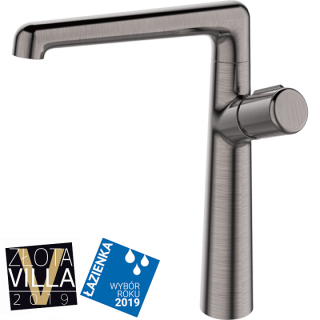 Pretto  bateria zlewozmywakowa grafit metaliczny stojąca z wylewką L Laveo Pretto  bateria zlewozmywakowa grafit