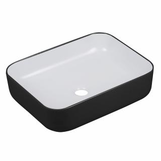 Umywalka  MOGAMI nablatowa 50x40x13,5 ceramiczna biało-czarna Umywalka  MOGAMI nablatowa 50x40x13,5 ceramiczna