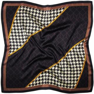 Apaszka jedwabna, drukowana dwustronnie, pepitka, 66x66 cm