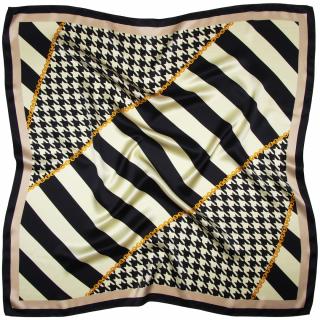 Apaszka jedwabna, drukowana dwustronnie, pepitka, 66x66cm