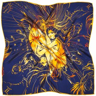 Apaszka jedwabna, zodiak, bliźnięta, 66x66cm, Anna Halarewicz