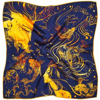 Apaszka jedwabna, zodiak, ryby, 66x66 cm, Anna Halarewicz