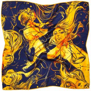 Apaszka jedwabna, zodiak, waga, 66x66cm, Anna Halarewicz
