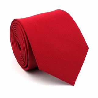 Elegancki jedwabny krawat żakardowy jednobarwny czerwony